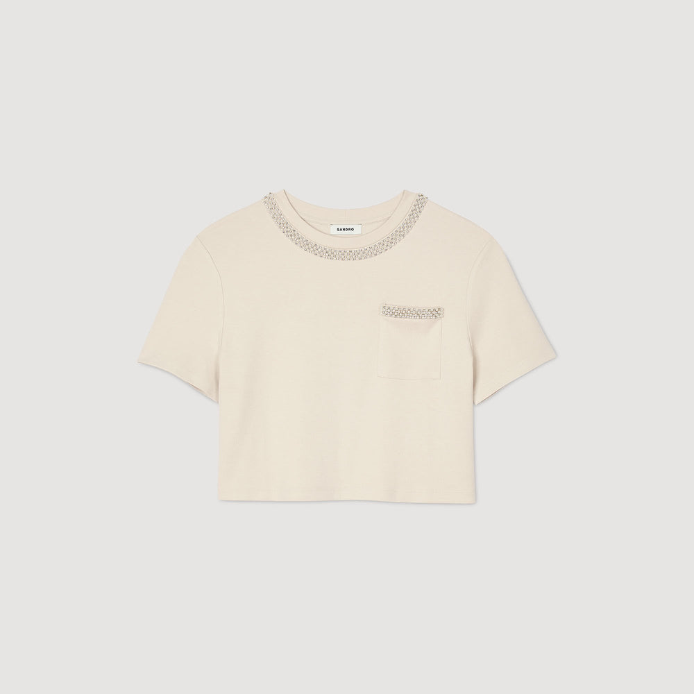 Sandro Women T-shirt with rhinestone details