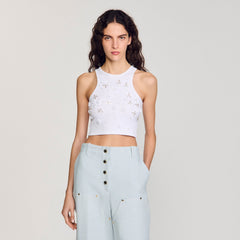 Sandro Women Beaded and rhinestone tank top