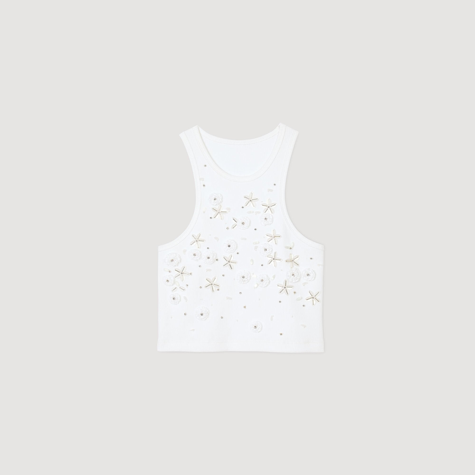 Sandro Women Beaded and rhinestone tank top