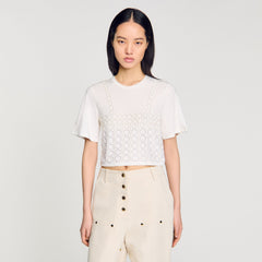 Sandro Women Beaded cropped T-shirt