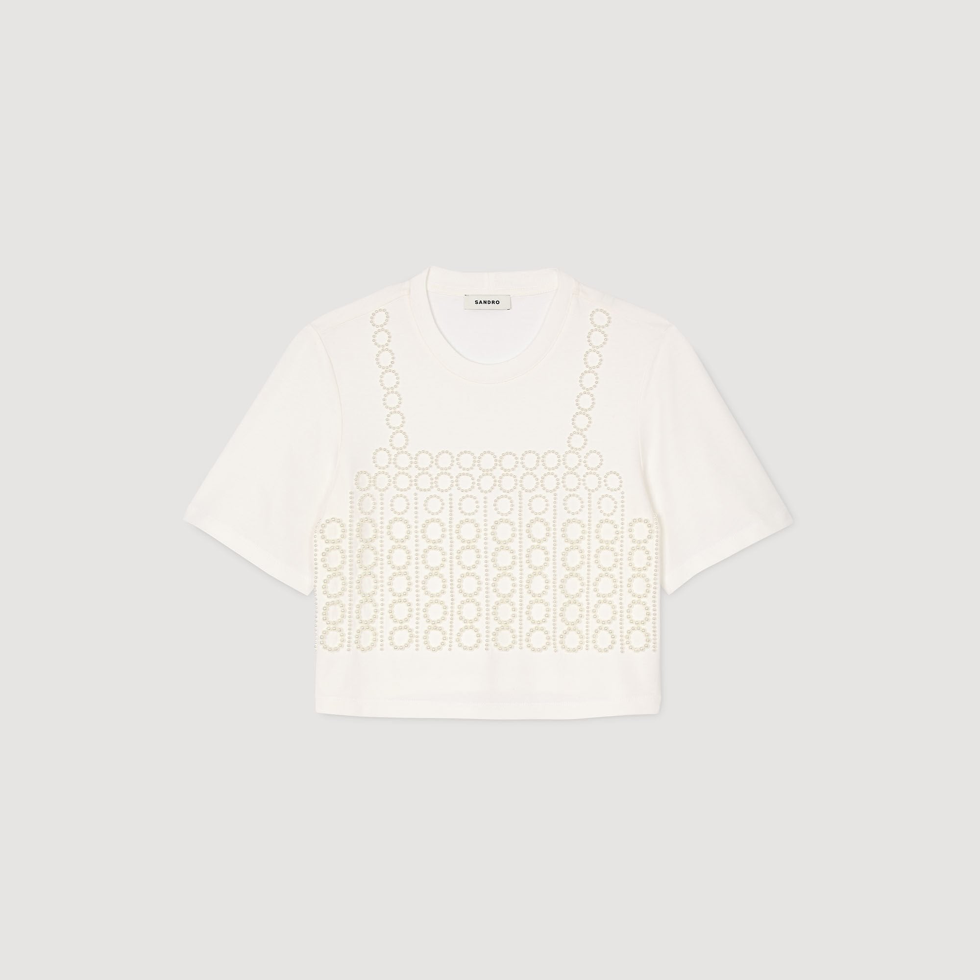 Sandro Women Beaded cropped T-shirt