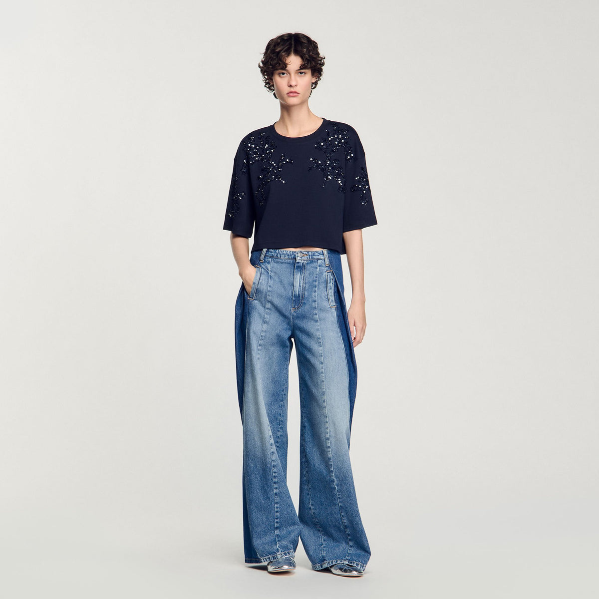 Sandro Women T-shirt with beaded details