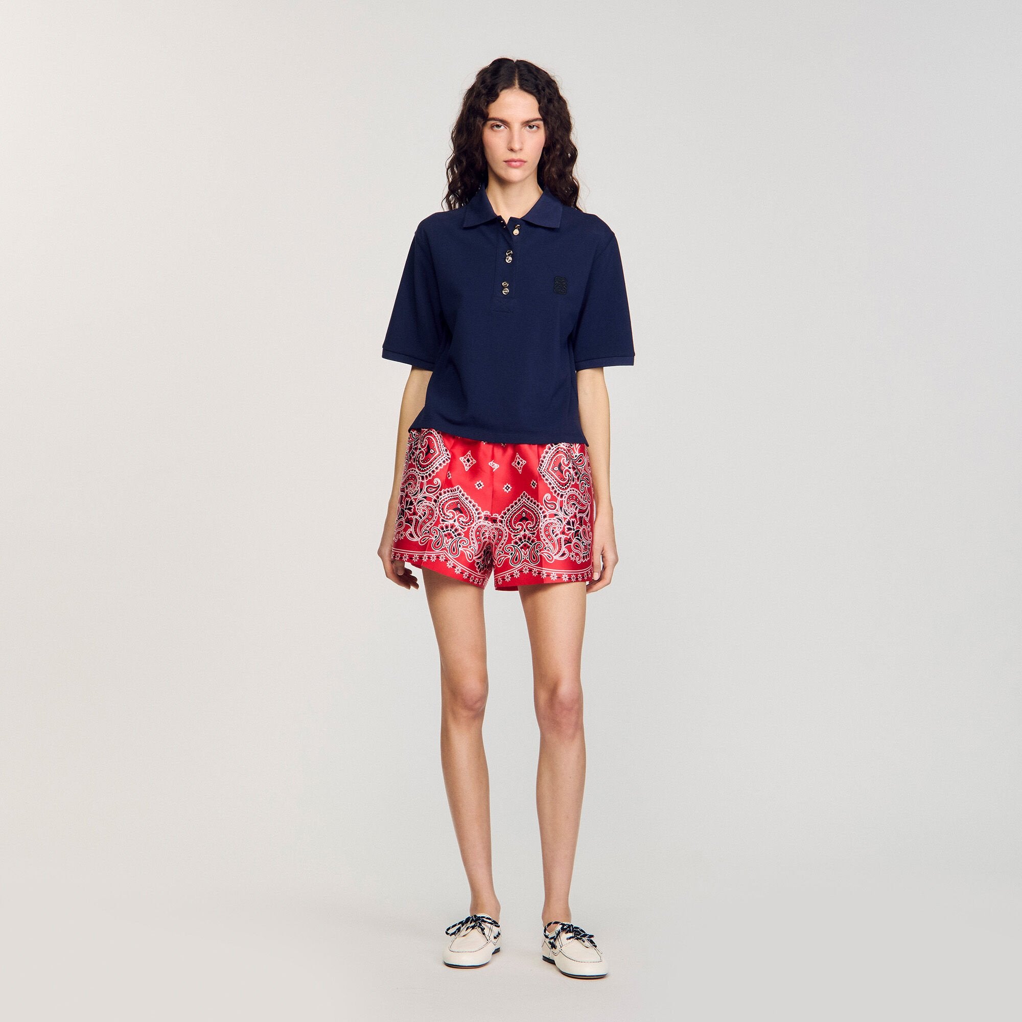 Sandro Women Polo shirt with decorative buttons