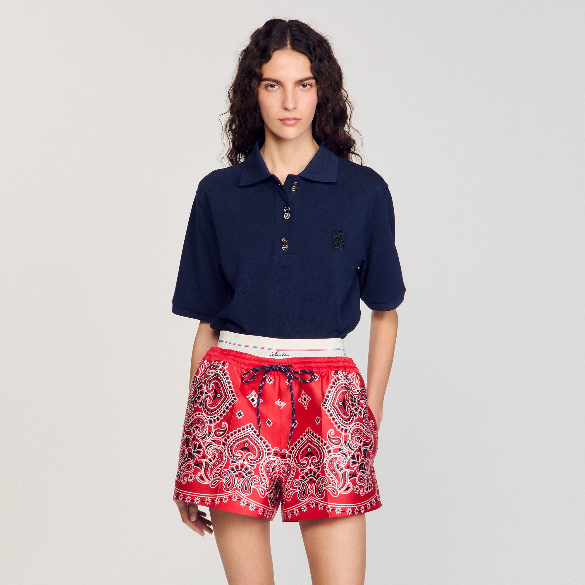 Sandro Women Polo shirt with decorative buttons