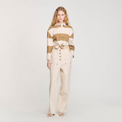 Sandro Women Striped polo-neck T-shirt