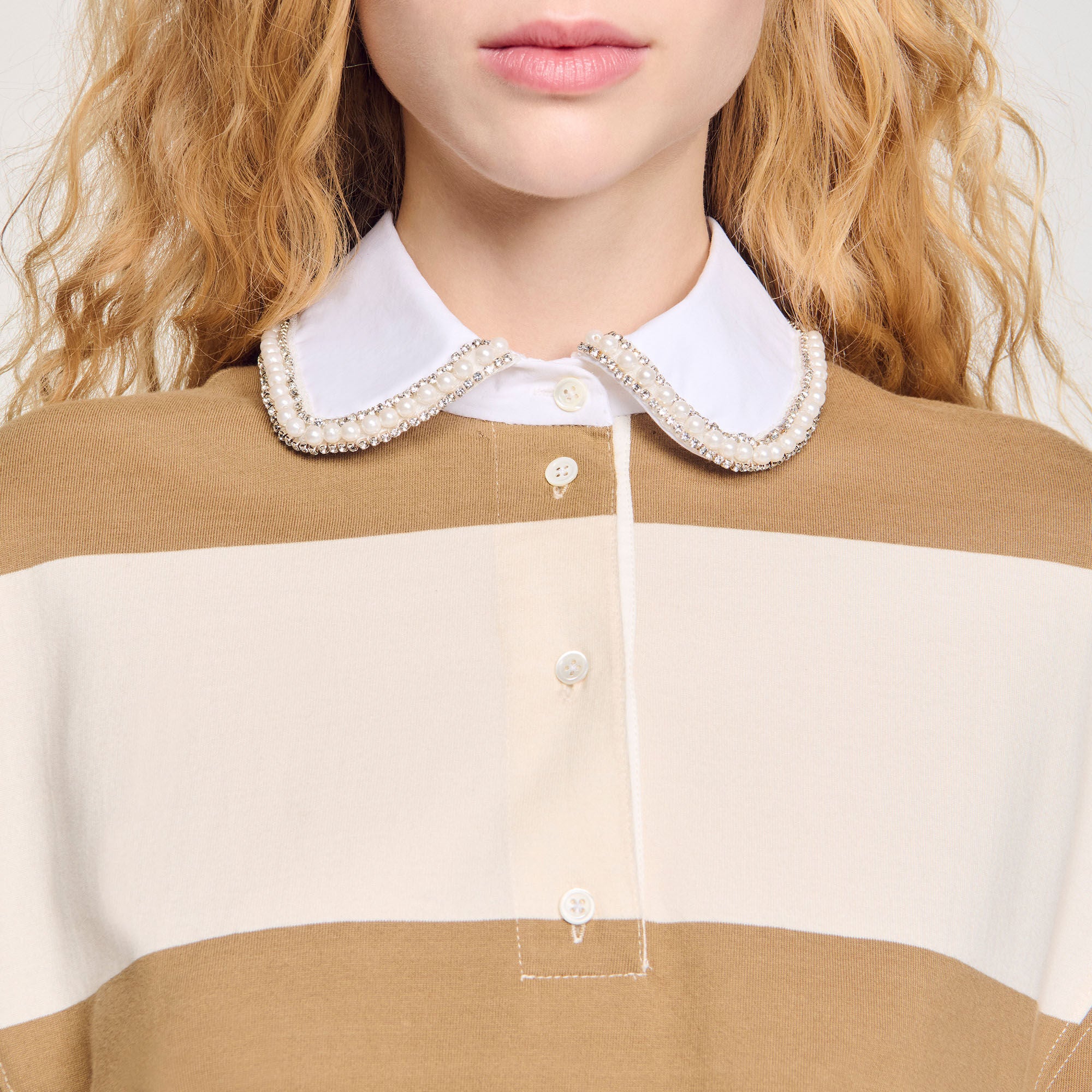 Sandro Women Striped polo-neck T-shirt