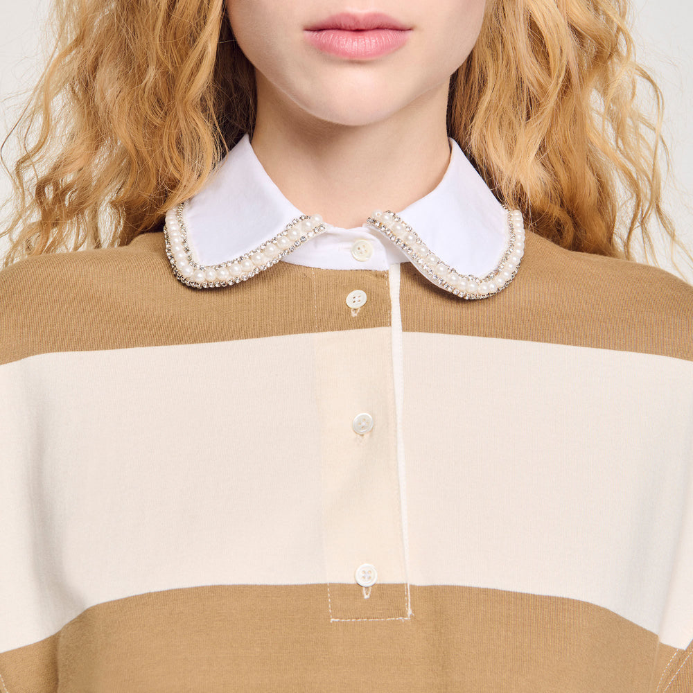 Sandro Women Striped polo-neck T-shirt