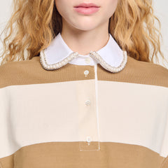 Sandro Women Striped polo-neck T-shirt