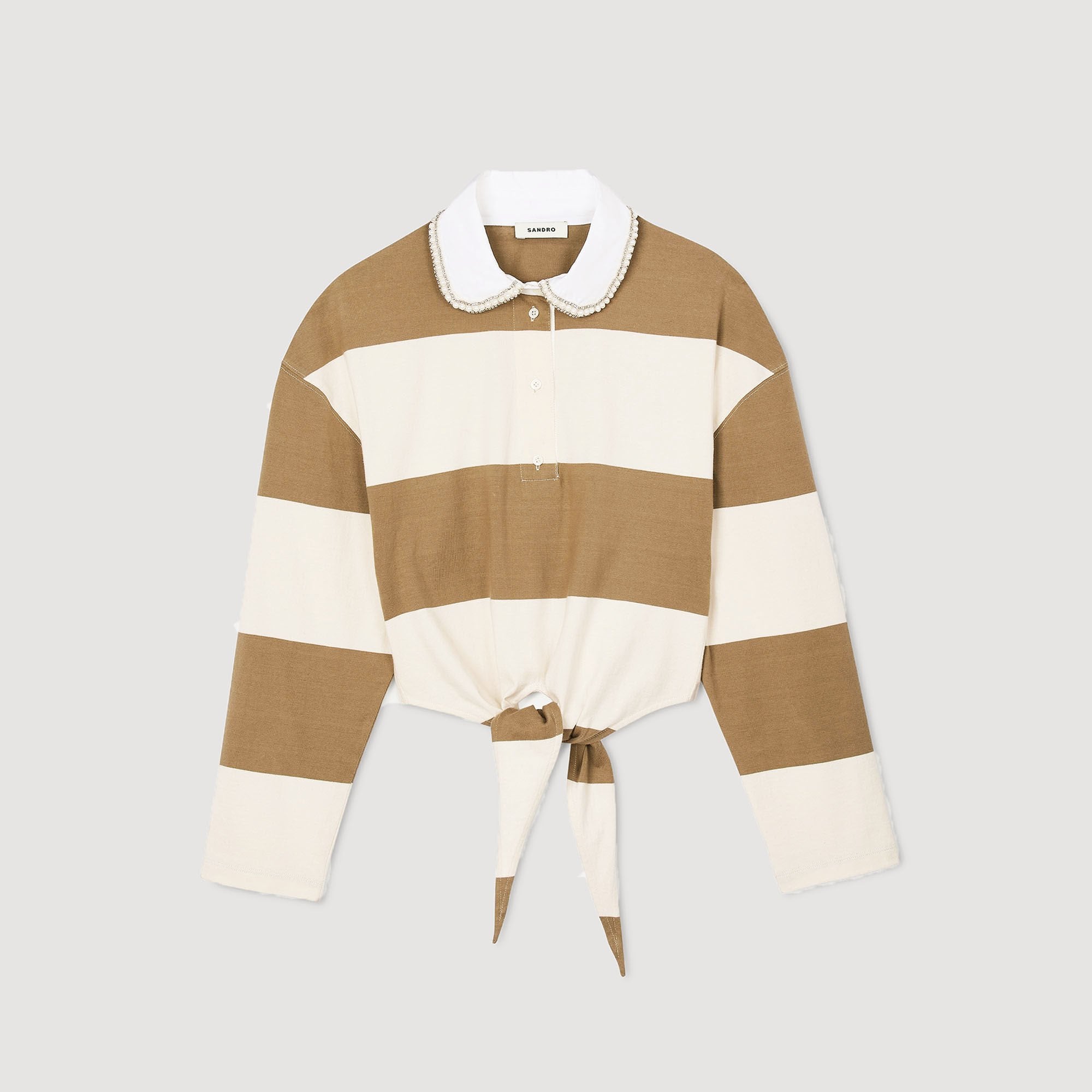Sandro Women Striped polo-neck T-shirt