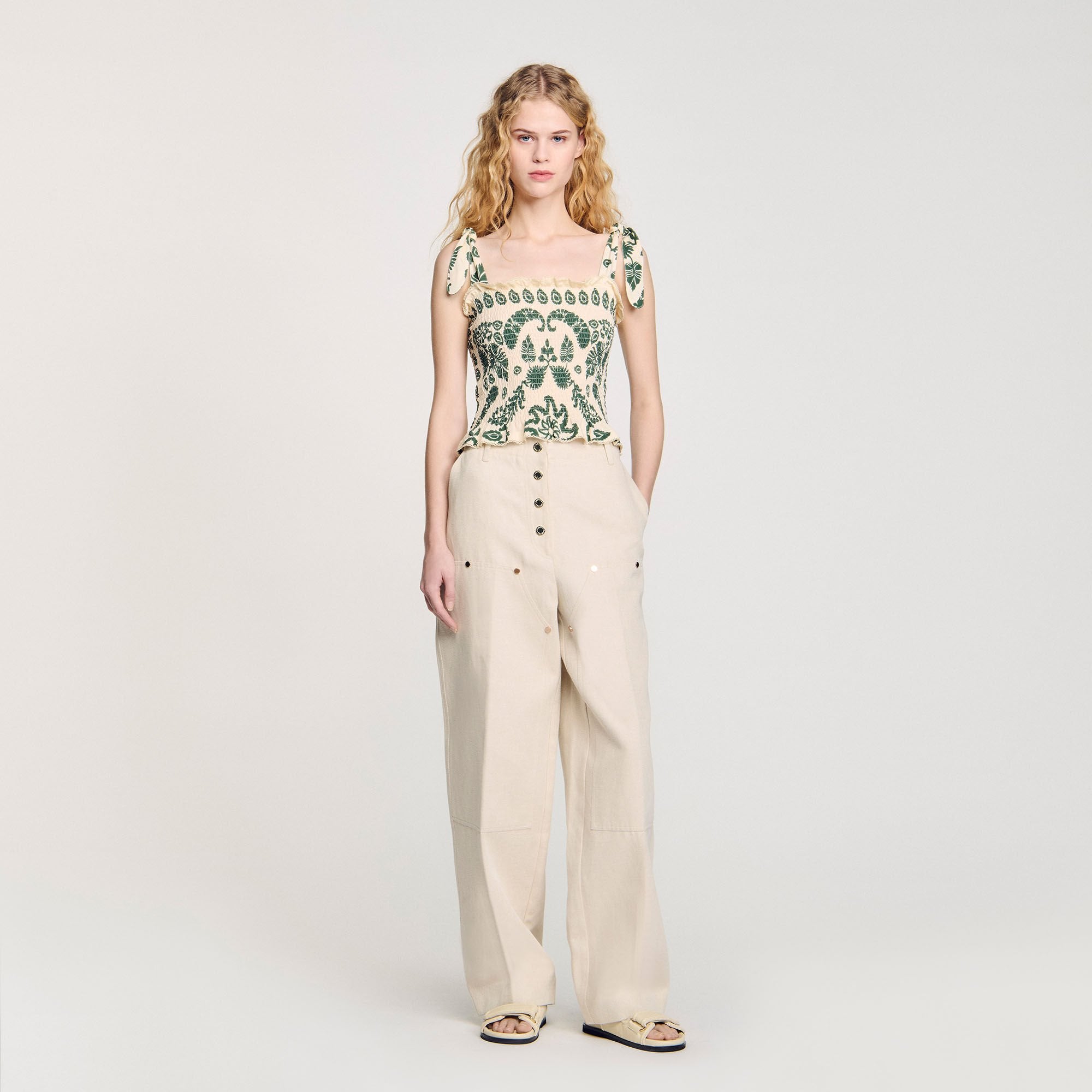 Sandro Women Floral motif smocked top