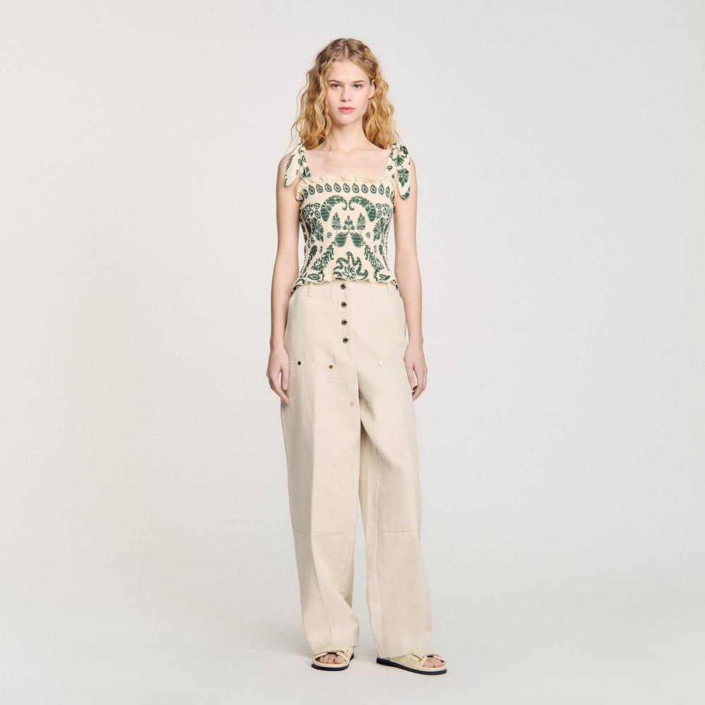 Sandro Women Floral motif smocked top