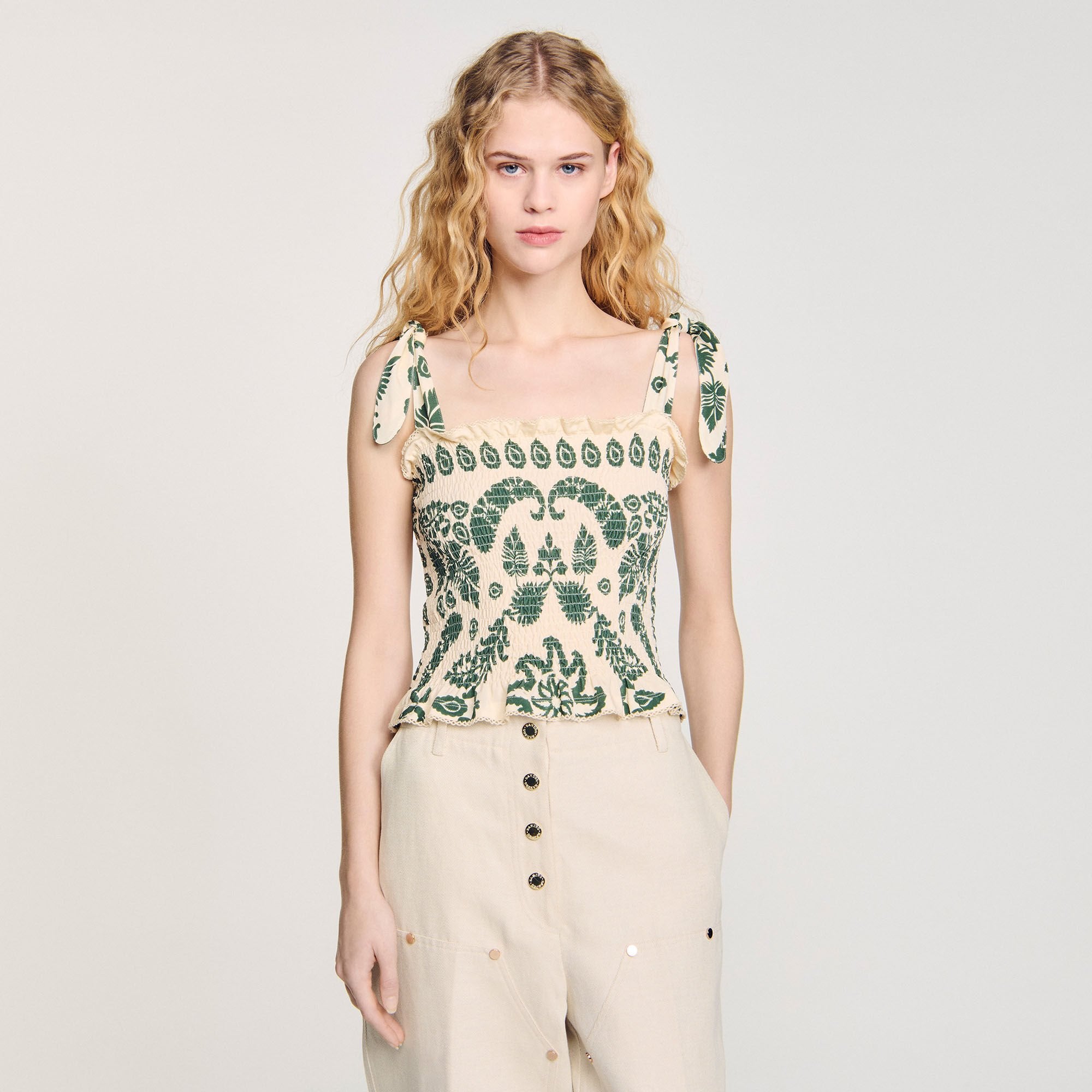 Sandro Women Floral motif smocked top