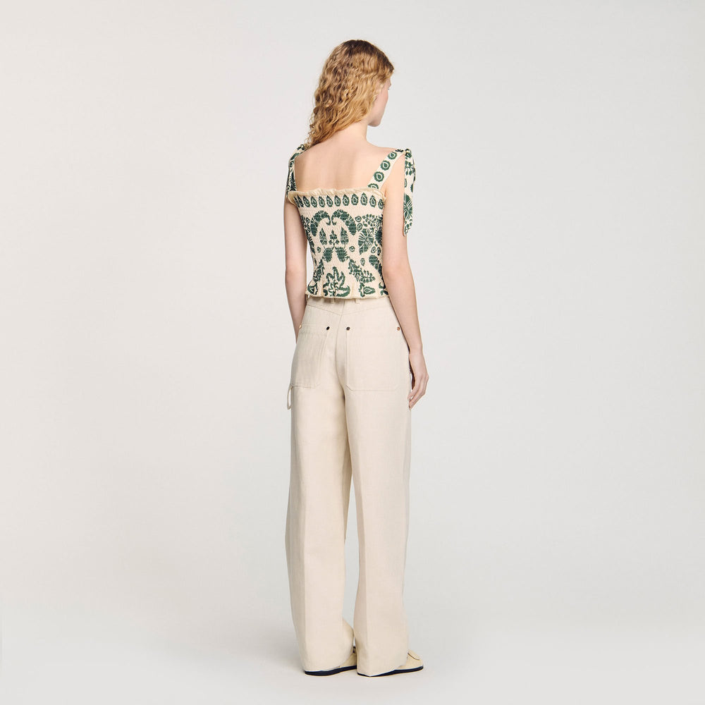 Sandro Women Floral motif smocked top