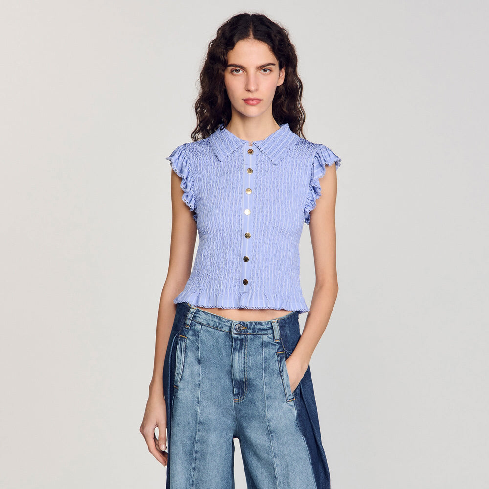 Sandro Women Striped smocked T-shirt