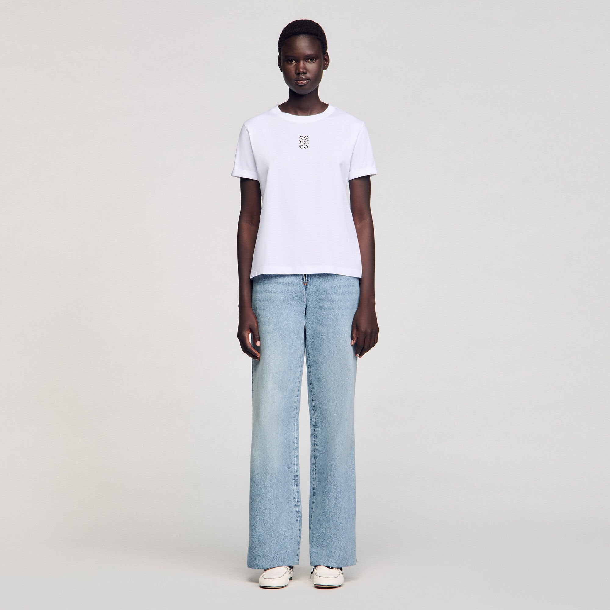 Sandro Women Cotton T-shirt with embroidery