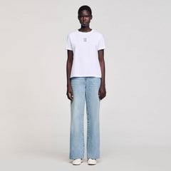 Sandro Women Cotton T-shirt with embroidery