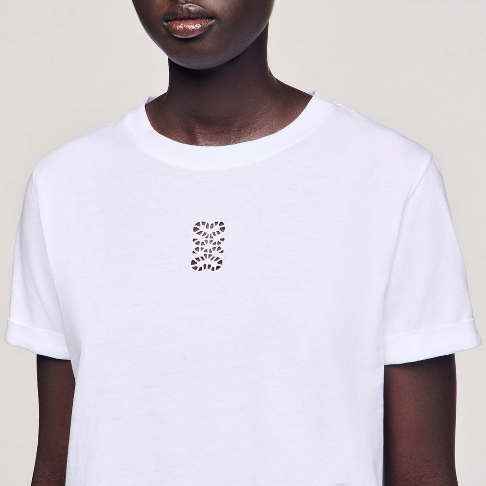 Sandro Women Cotton T-shirt with embroidery