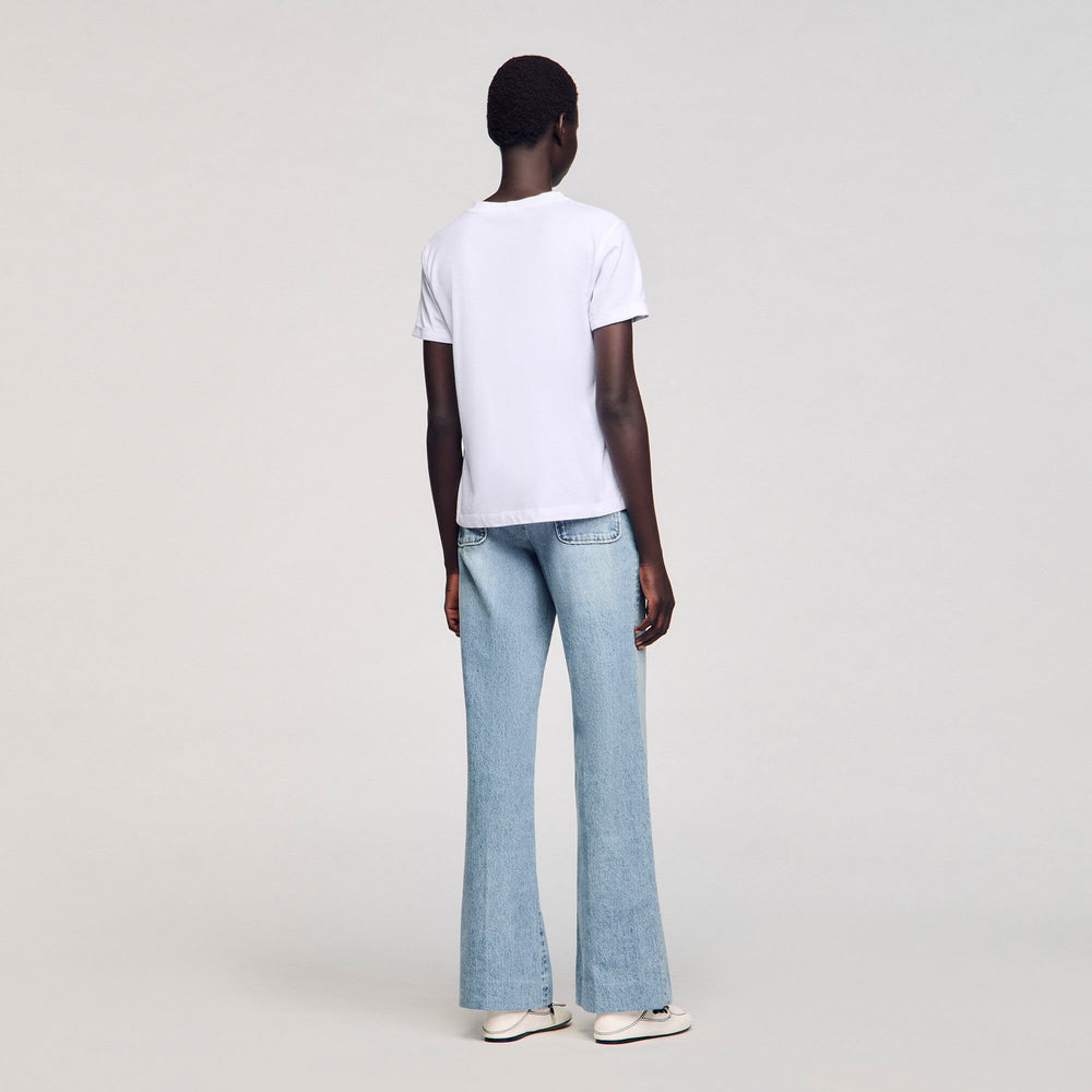 Sandro Women Cotton T-shirt with embroidery