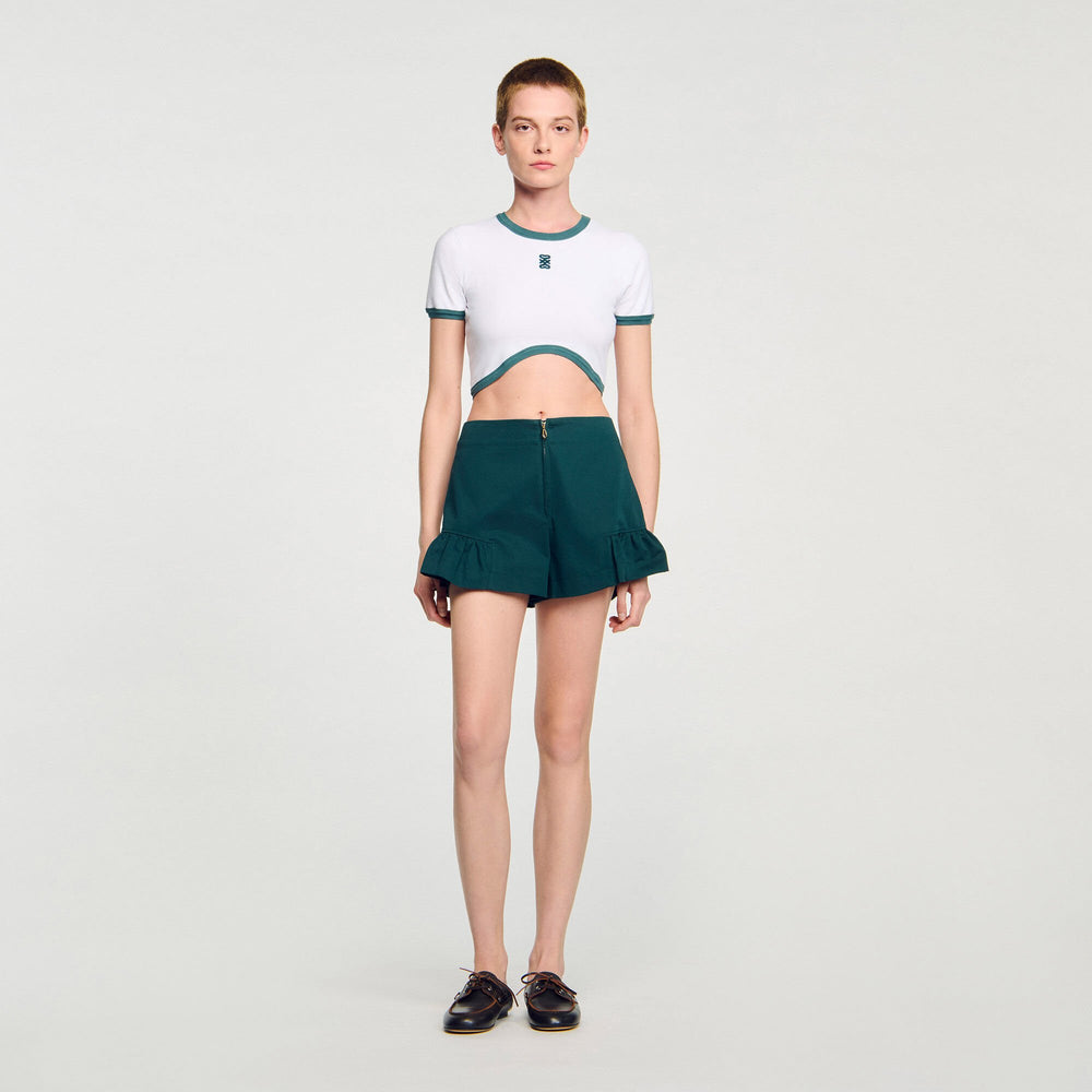 Sandro Women Two-tone cropped T-shirt