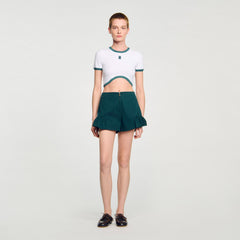 Sandro Women Two-tone cropped T-shirt