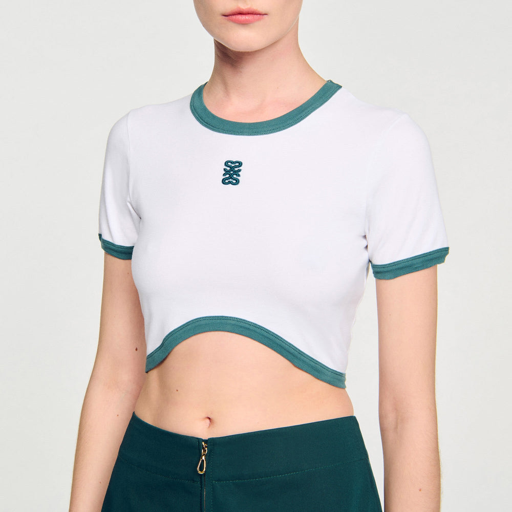 Sandro Women Two-tone cropped T-shirt