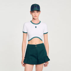 Sandro Women Two-tone cropped T-shirt
