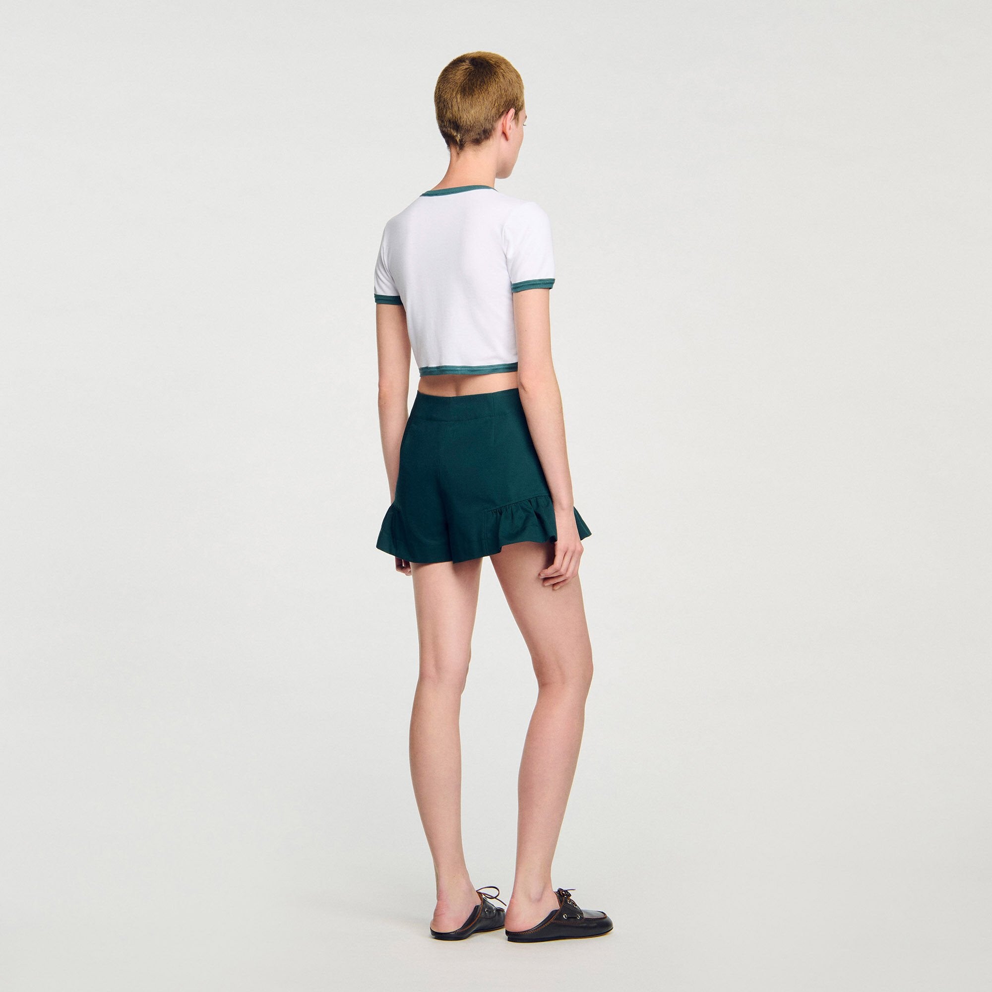 Sandro Women Two-tone cropped T-shirt