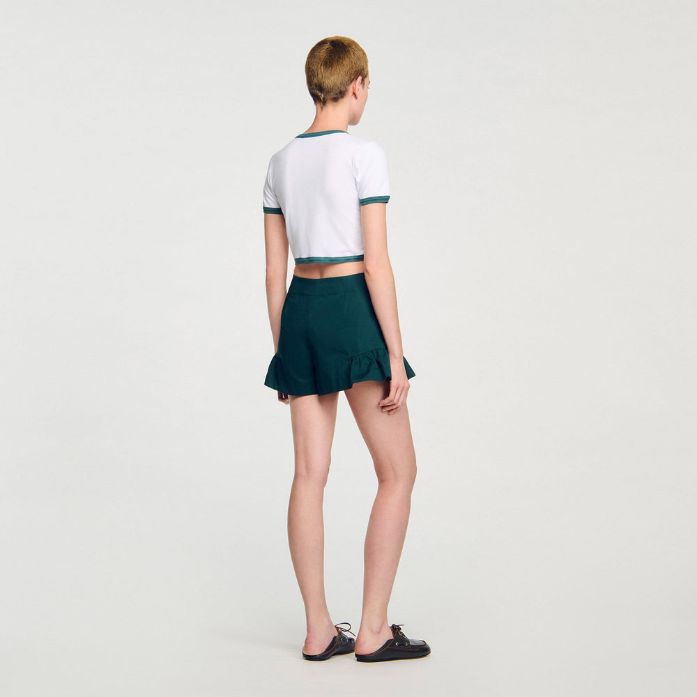Sandro Women Two-tone cropped T-shirt