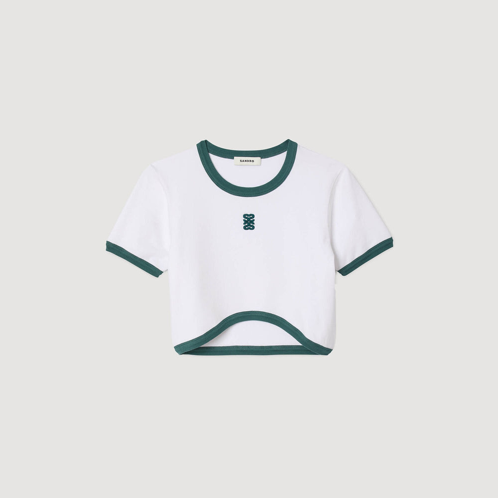 Sandro Women Two-tone cropped T-shirt