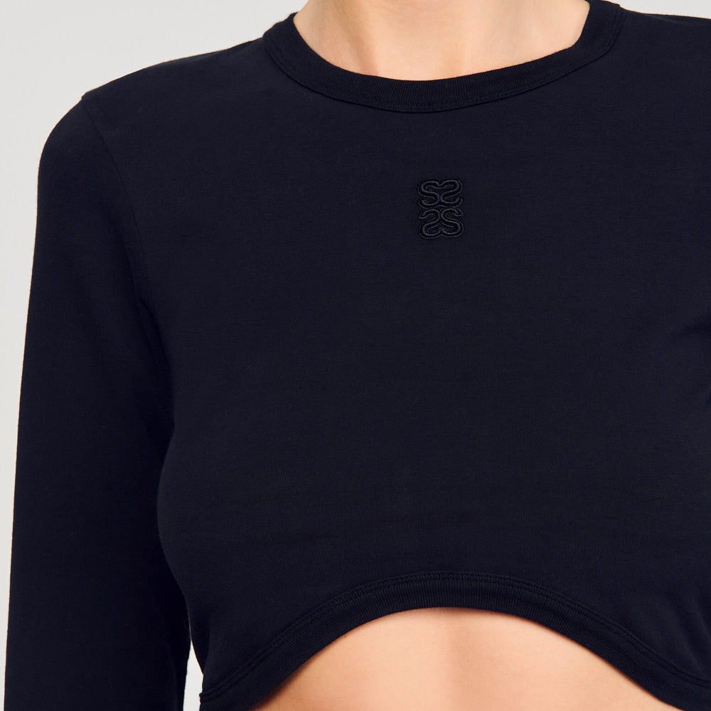 Sandro Women Cropped embroidered T-shirt