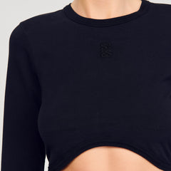 Sandro Women Cropped embroidered T-shirt
