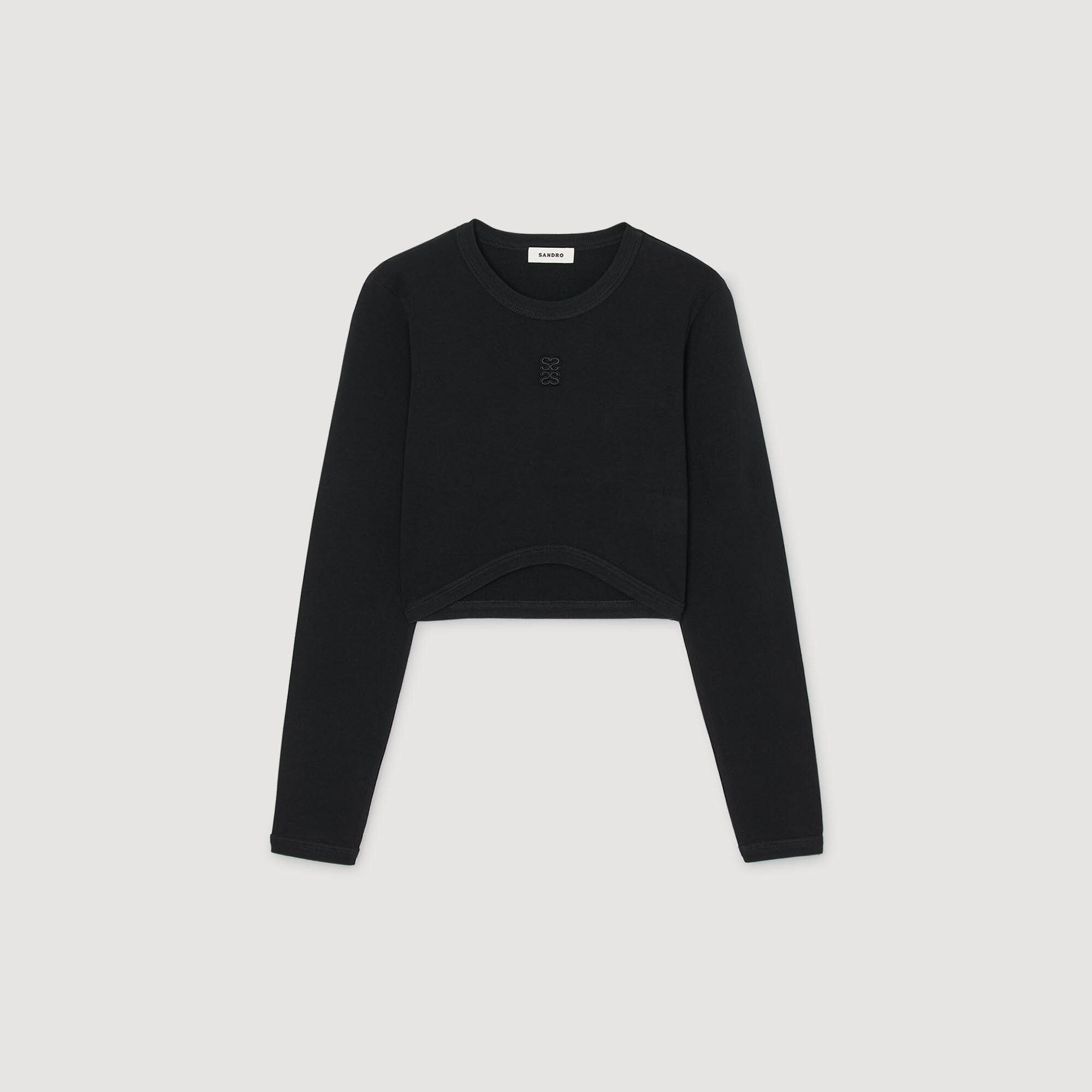 Sandro Women Cropped embroidered T-shirt