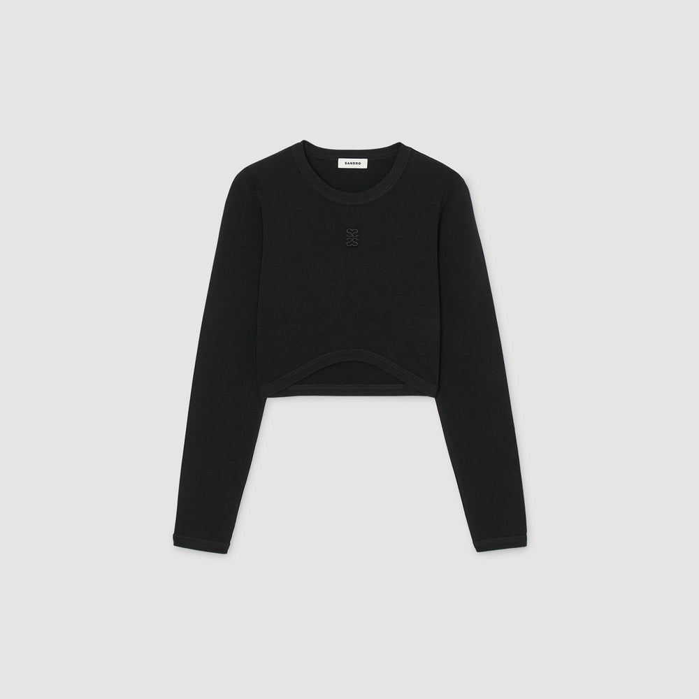 Sandro Women Cropped embroidered T-shirt