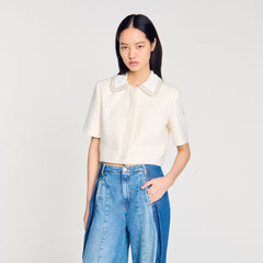 Sandro Women Short-sleeved rhinestone jacket