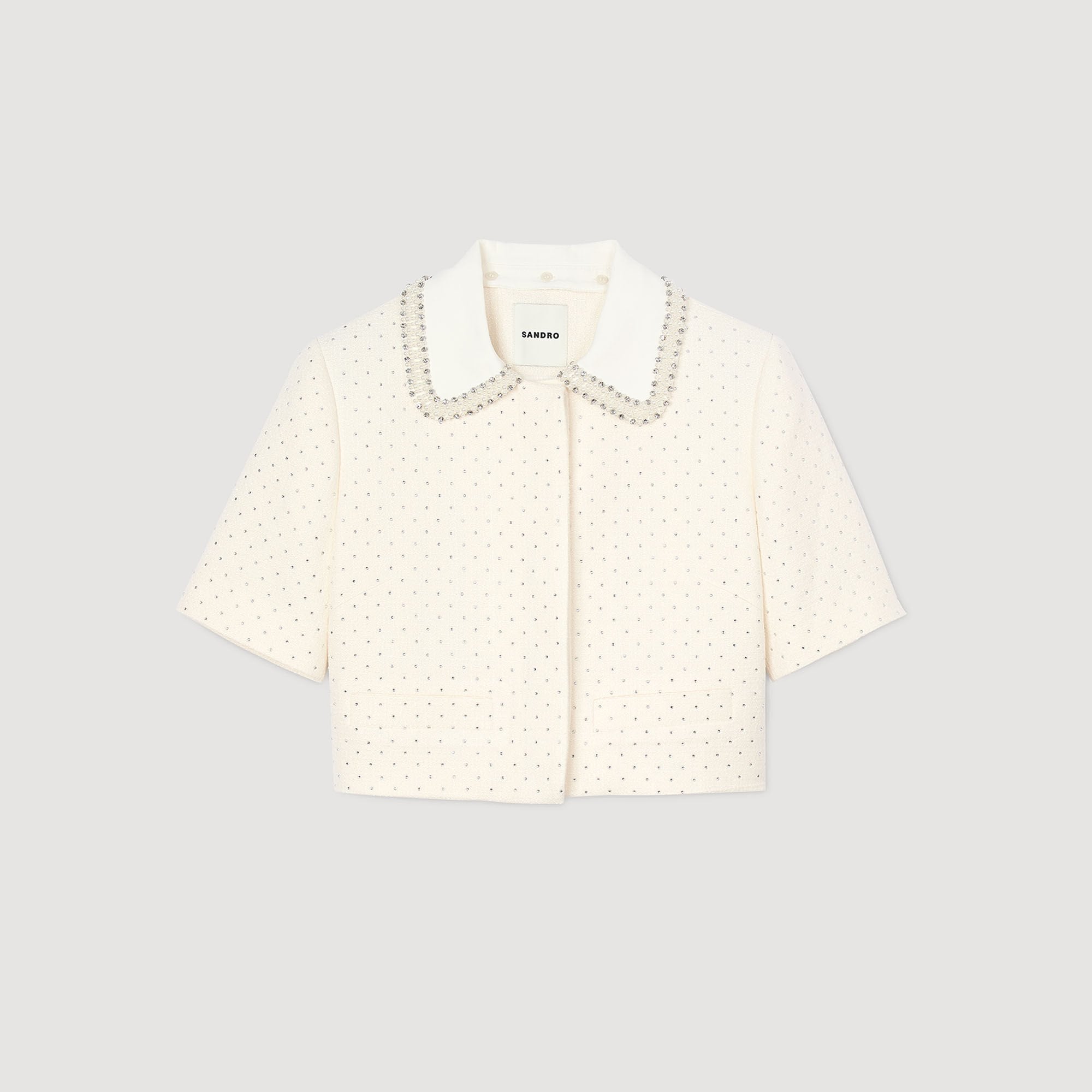 Sandro Women Short-sleeved rhinestone jacket