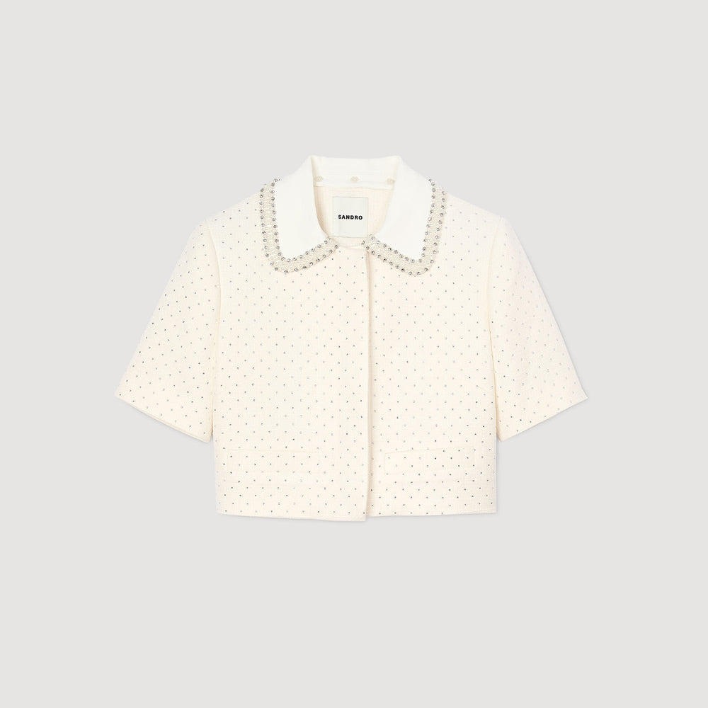 Sandro Women Short-sleeved rhinestone jacket