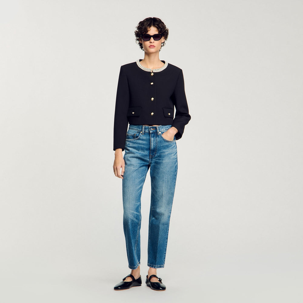 Sandro Women Jacket with beaded collar