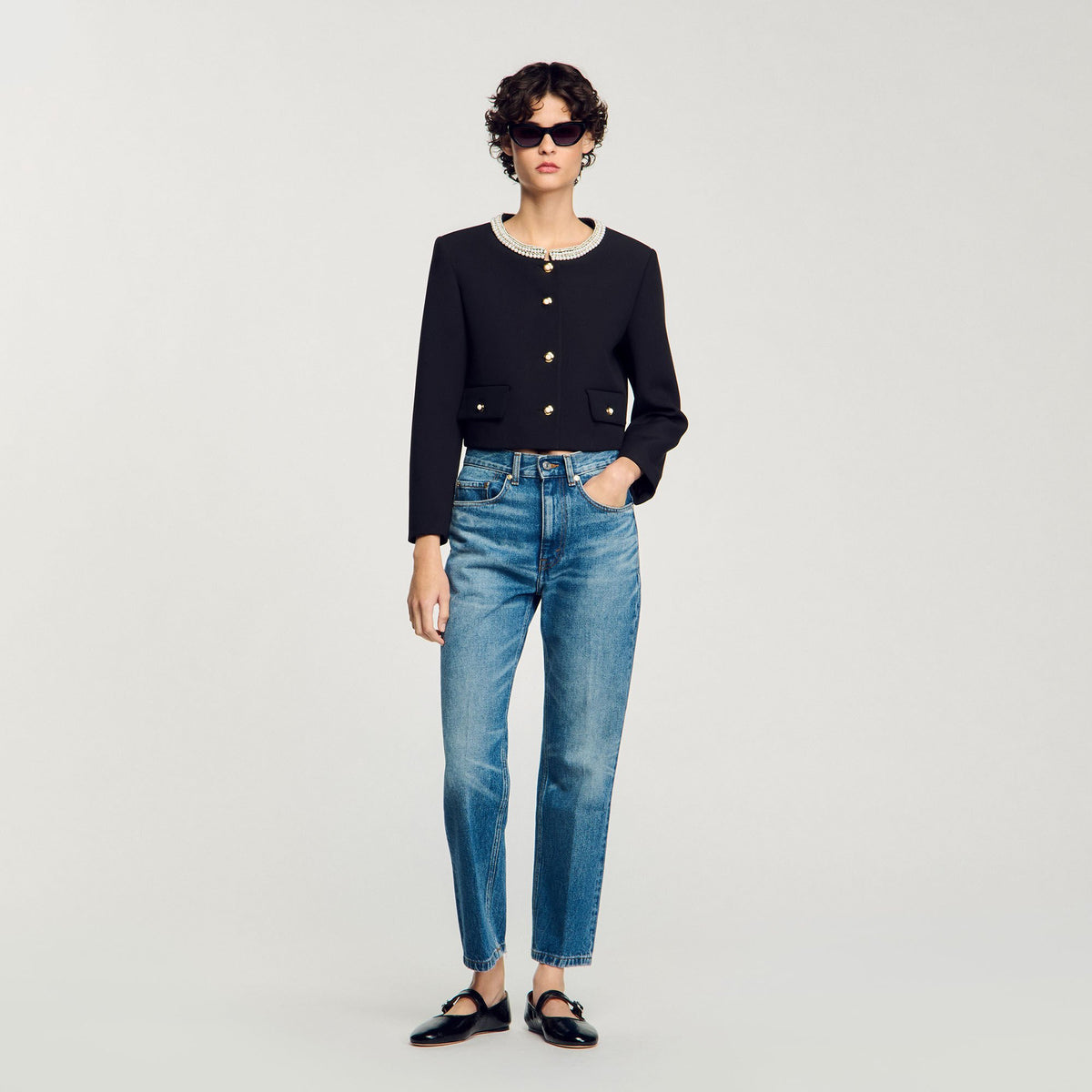 Sandro Women Jacket with beaded collar