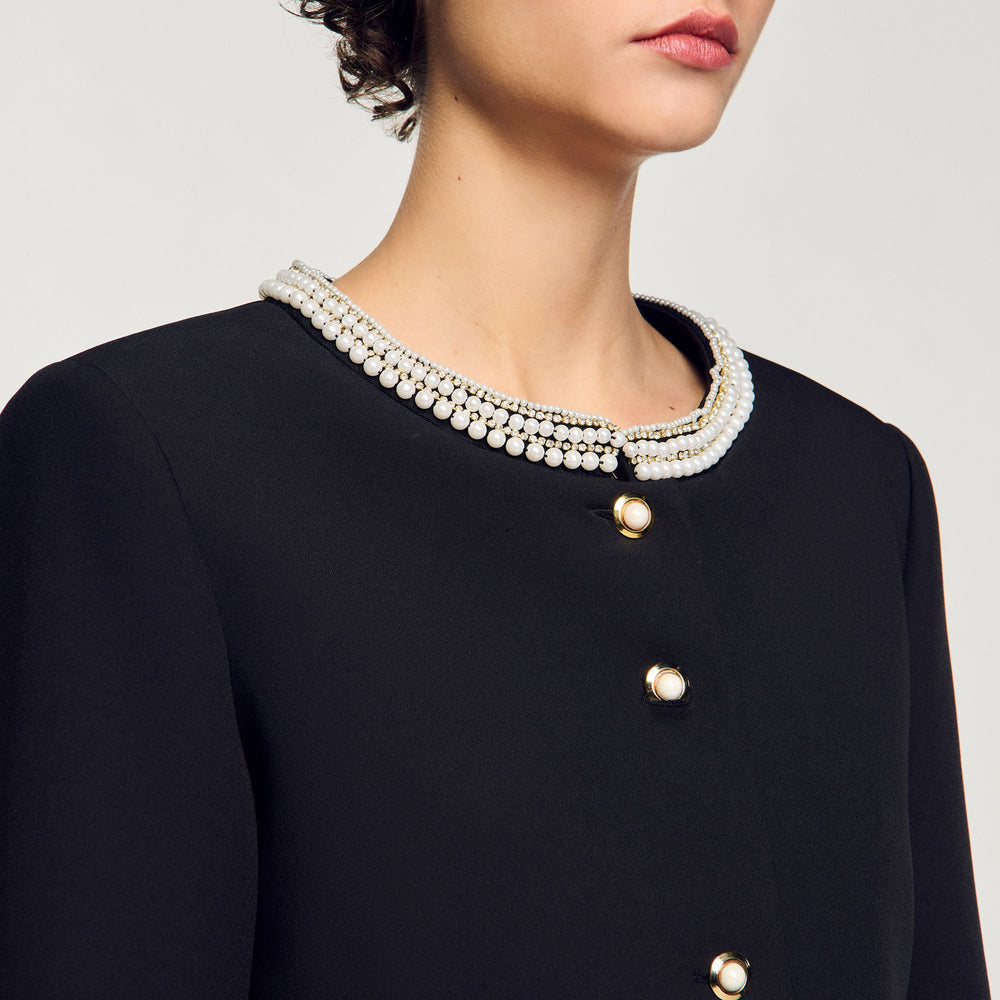 Sandro Women Jacket with beaded collar
