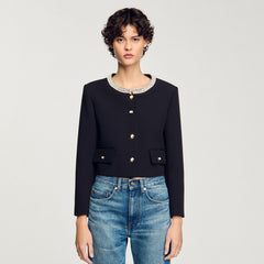 Sandro Women Jacket with beaded collar
