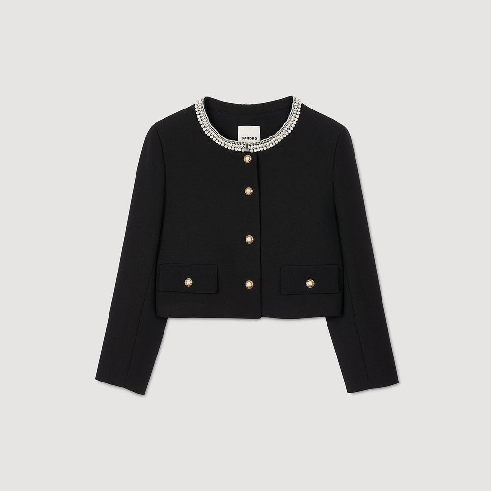 Sandro Women Jacket with beaded collar