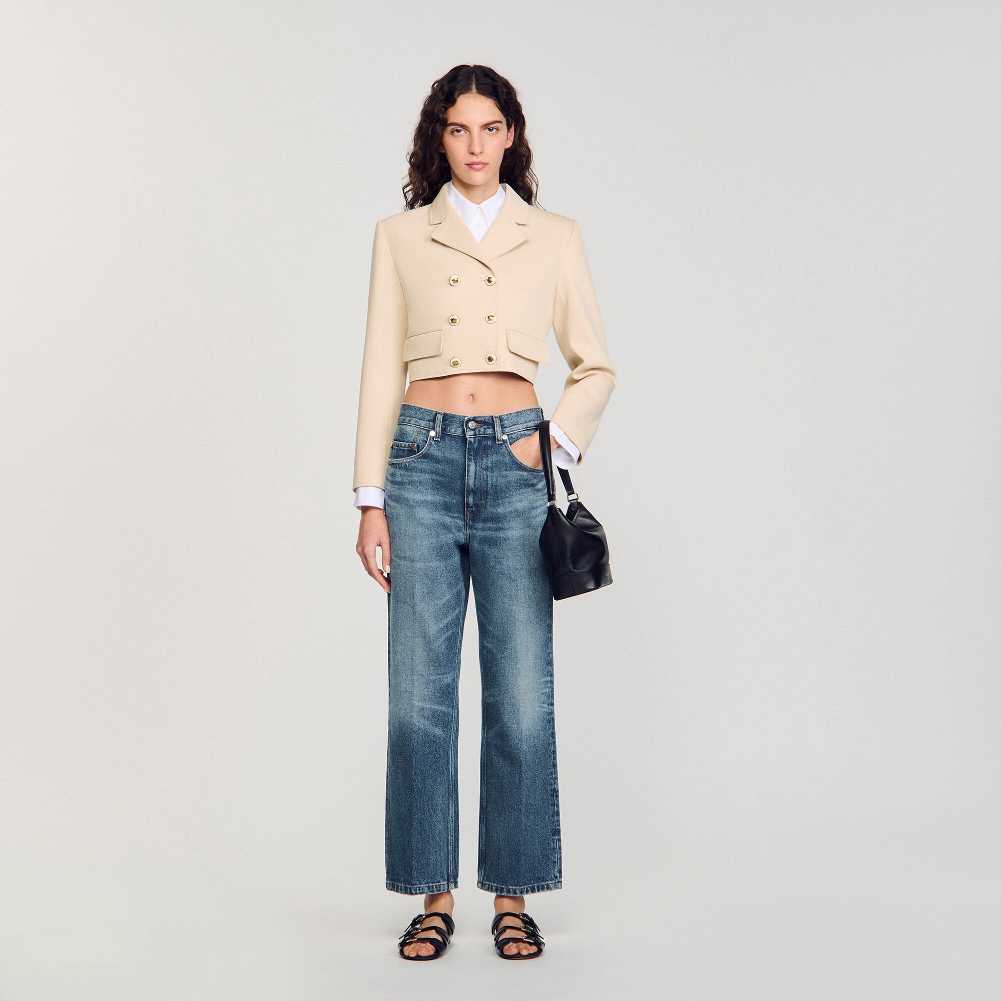 Sandro Women Cropped buttoned jacket