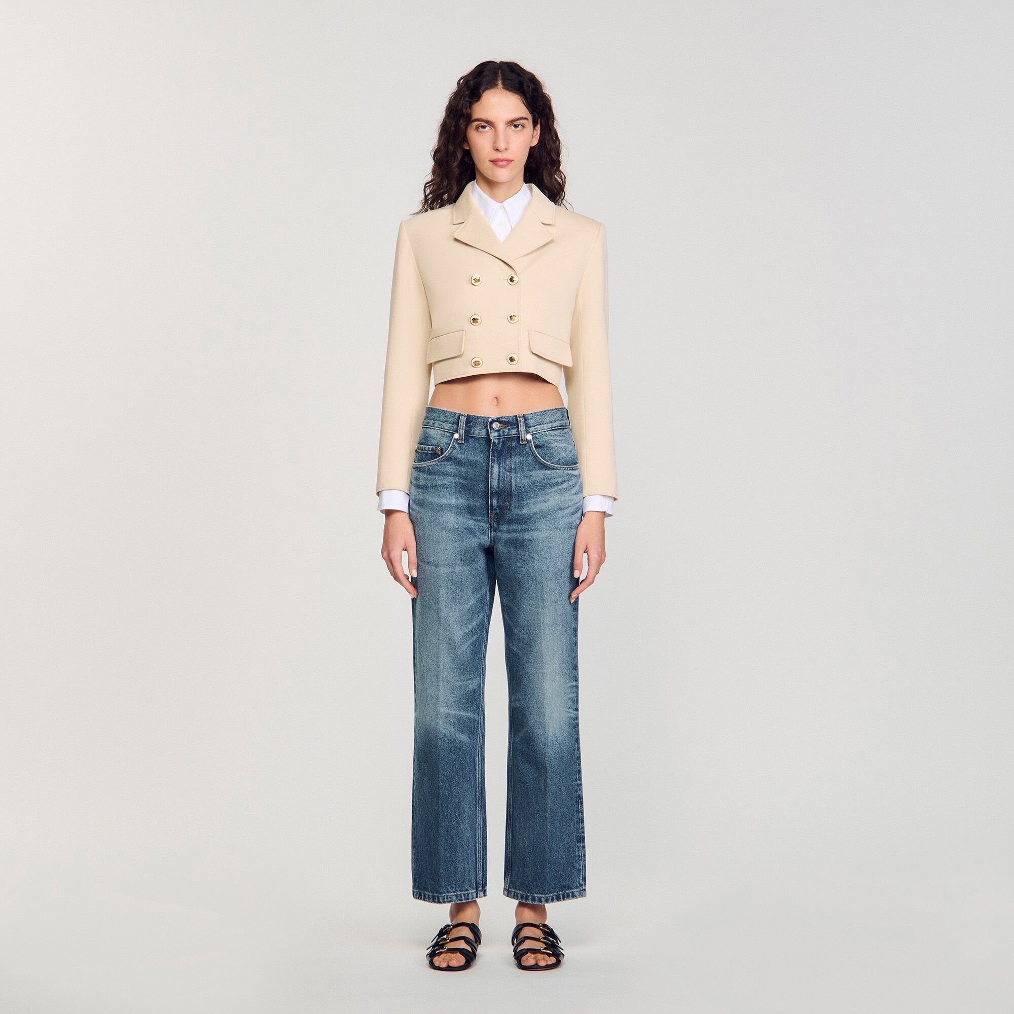 Sandro Women Cropped buttoned jacket