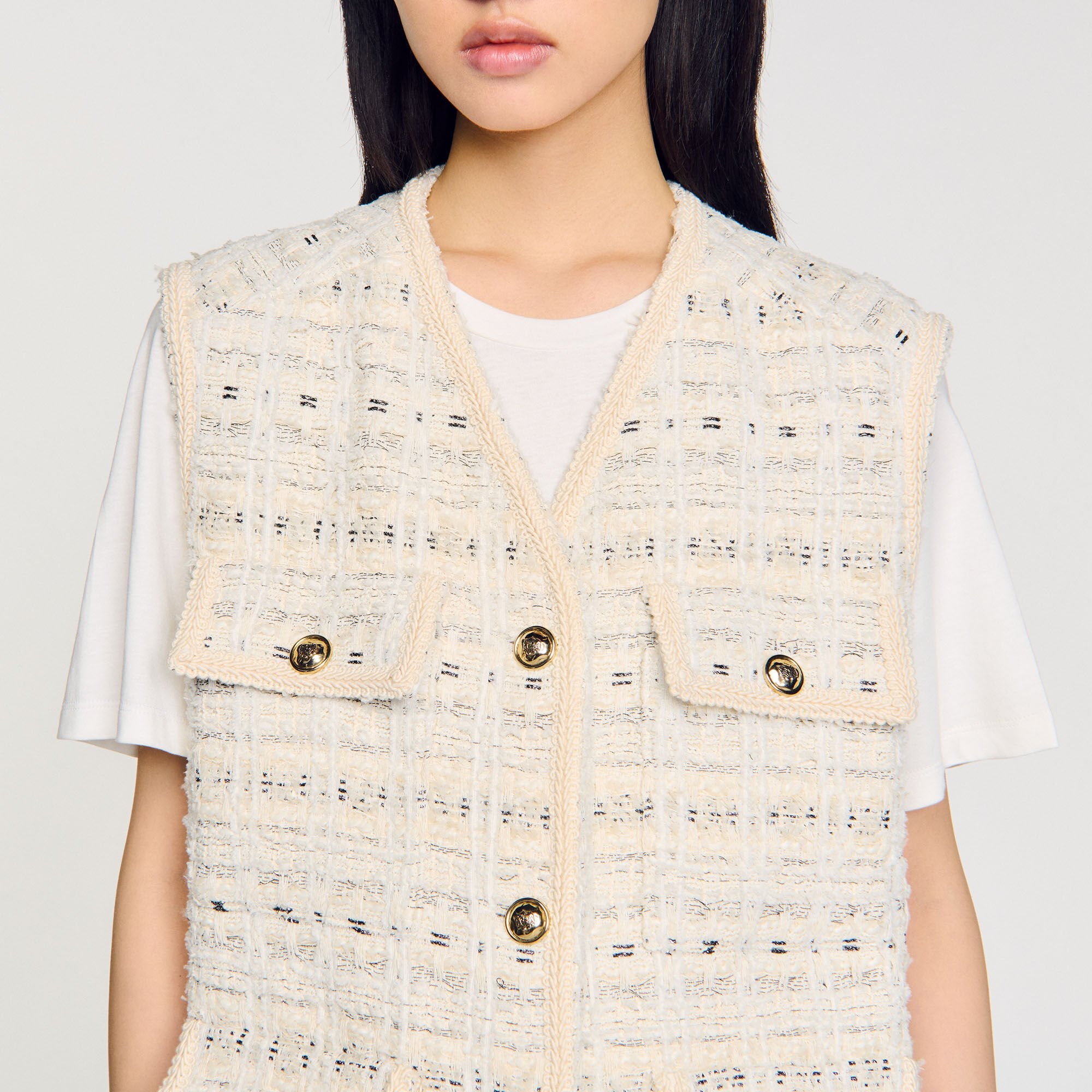 Sandro Women Sleeveless tweed jacket
