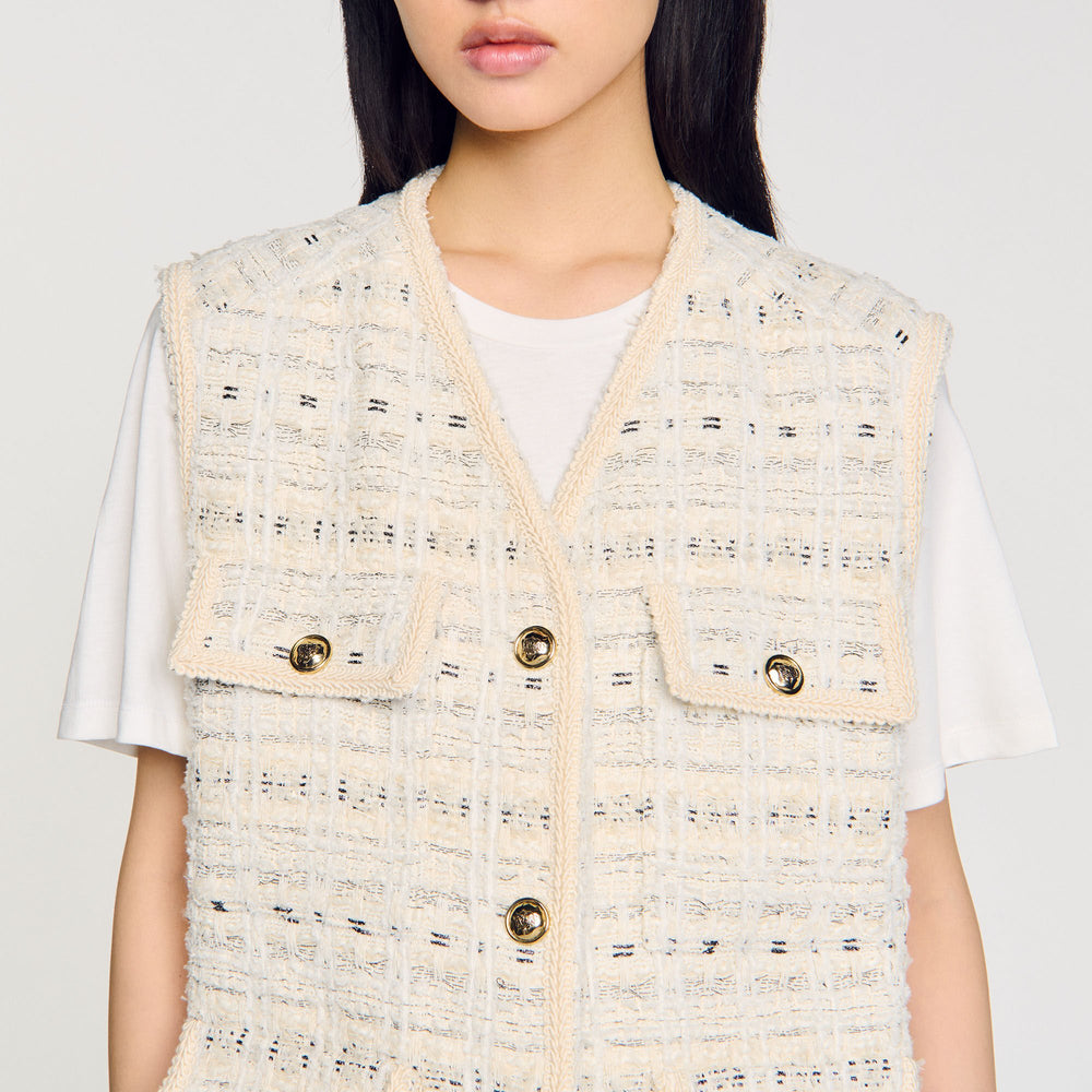 Sandro Women Sleeveless tweed jacket