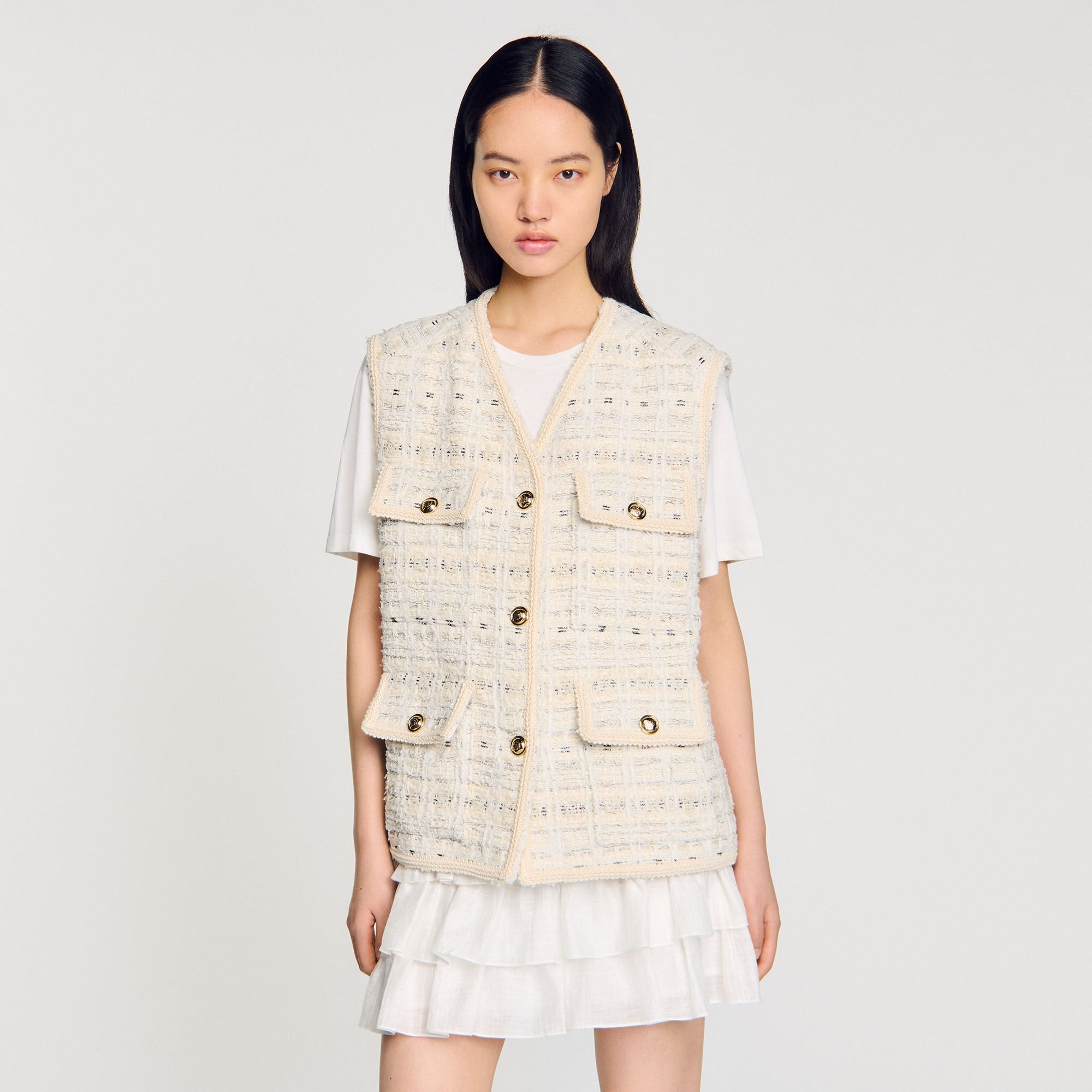 Sandro Women Sleeveless tweed jacket