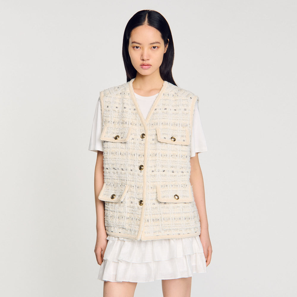 Sandro Women Sleeveless tweed jacket