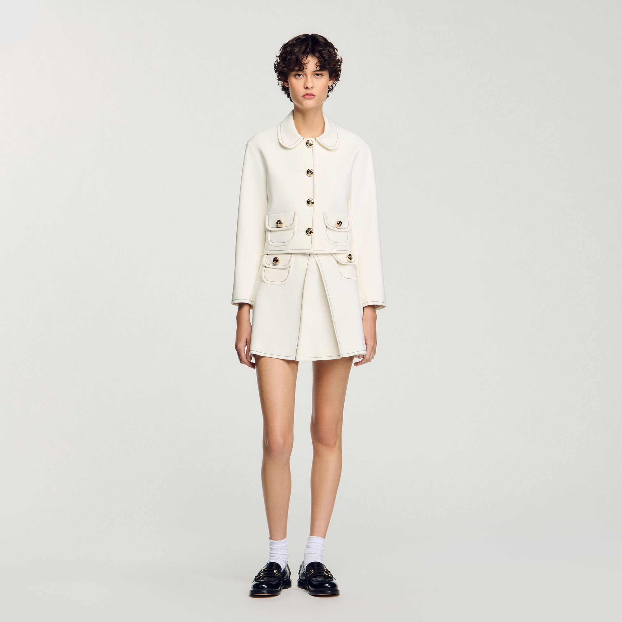 Sandro Women Peter Pan collar cropped jacket