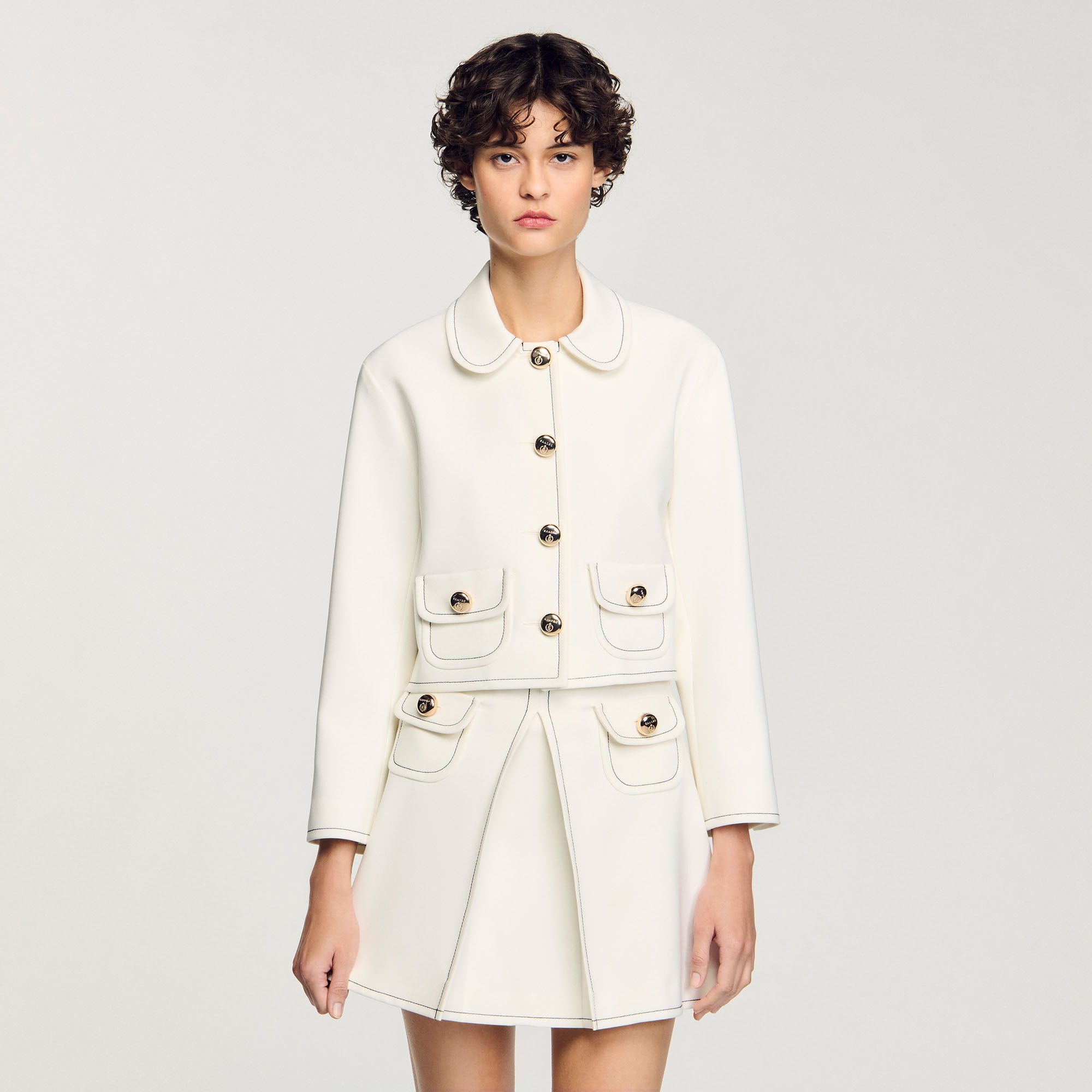 Sandro Women Peter Pan collar cropped jacket