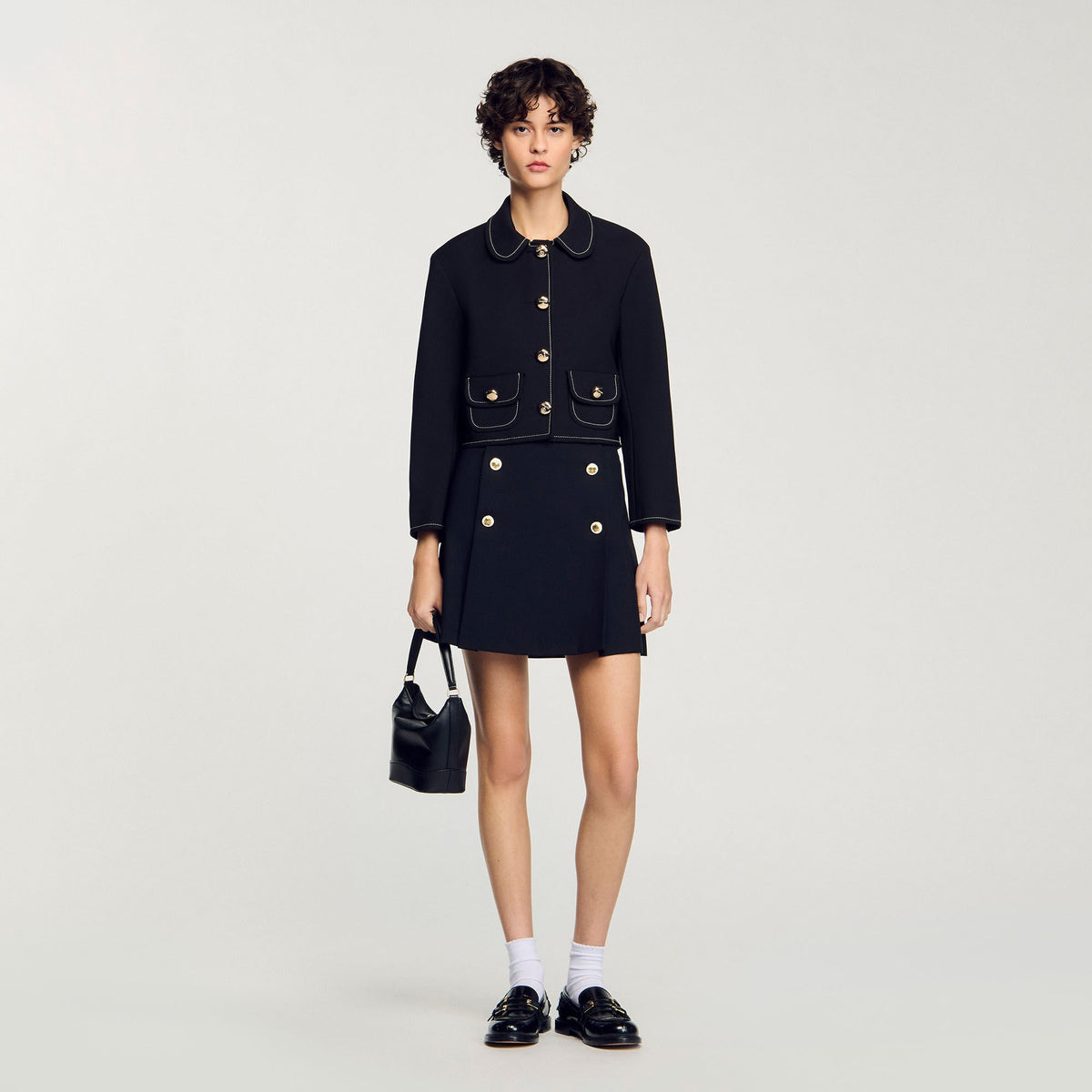 Sandro Women Peter Pan collar cropped jacket